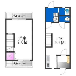 大阪府大阪市住吉区大領5丁目【テラスハウス】の間取り