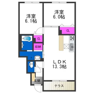 カーサベージュⅢ【1階】の間取り