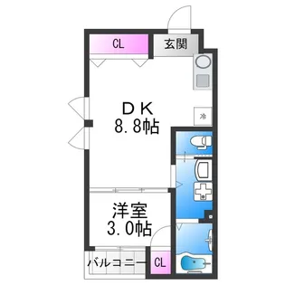 Acht HIK Residence南住吉【305号室】の間取り