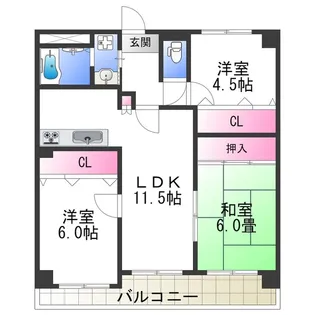 リベラルパレス文の里【6階】の間取り