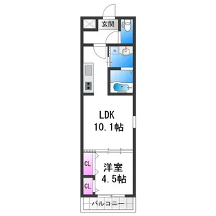 フジパレス上住吉【3階】の間取り