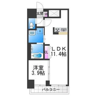 DOUBLE NINE RESIDENCE 天王寺南【8階】の間取り