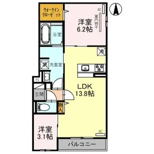 Clashist平野西West【3階】の間取り