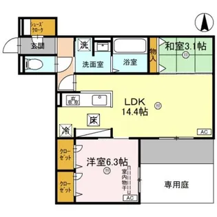 Clashist南住吉【1階】の間取り
