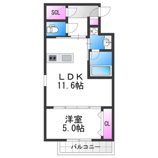 estageo北田辺【5階】の間取り