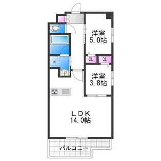 カウニス丸山通【8階】の間取り