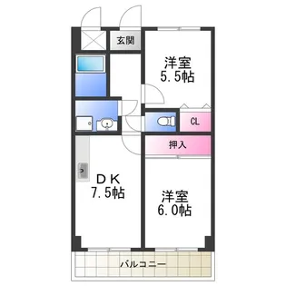 デイグラン長居公園【102号室】の間取り