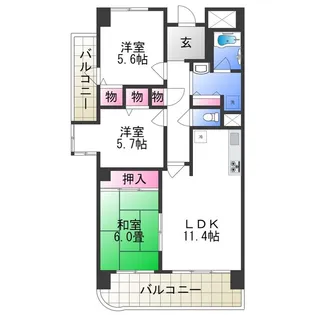 グランデージ住之江【1階】の間取り