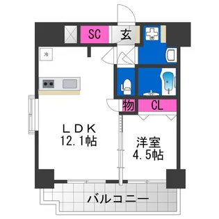 スプランディッド阿倍野【14階】の間取り