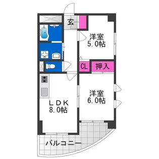 2LDKの間取り画像