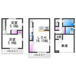 大阪府大阪市住吉区住吉1丁目【一戸建】の間取り