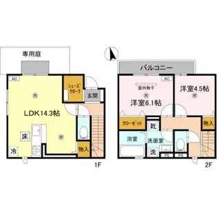 大阪府大阪市阿倍野区阪南町2丁目【テラスハウス】の間取り