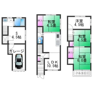 大阪府大阪市住吉区南住吉2丁目【一戸建】の間取り