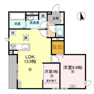 グランピース駒川【2階】の間取り