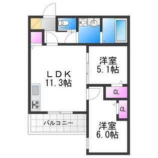 K1阪南町【3階】の間取り
