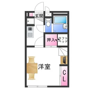 レオパレスタウンコート北田辺【305号室】の間取り