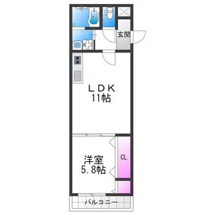 フジパレス クレアトゥール正覚寺Ⅱ番館【3階】の間取り