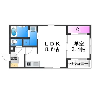 ハーモニーテラス安立Ⅳ【1階】の間取り