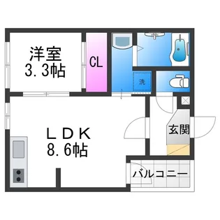 ハーモニーテラス安立Ⅳ【3階】の間取り