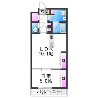 エスタジオ針中野【101号室】の間取り