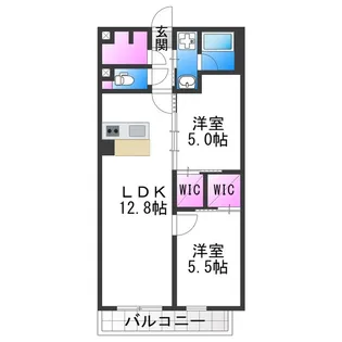 エスタジオ針中野【2階】の間取り
