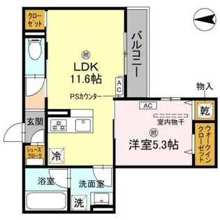 グランディーユ平野西【1階】の間取り