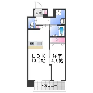 シャルールメゾン桃谷【9階】の間取り