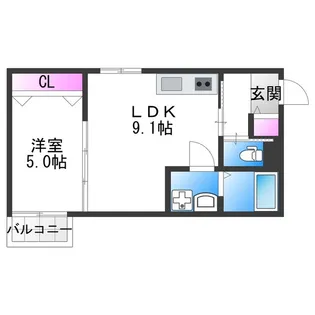 セレニティ加美南B棟【1階】の間取り