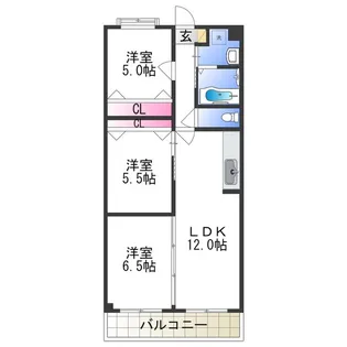 コーラルハイツ平野【9階】の間取り