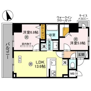 D−ROOM帝塚山【7階】の間取り