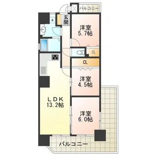 クリアクレセント住之江【908号室】の間取り