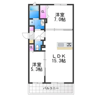 ジューンベリーガーデン北畠【1階】の間取り