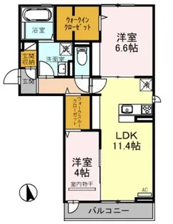 コンフォート瓜破Ⅱ【2階】の間取り