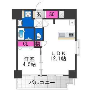 スプランディッド阿倍野【12階】の間取り