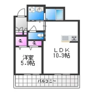 ブルーメ平野西【1階】の間取り