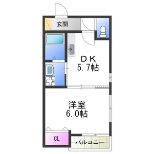 東住吉の長屋【1階】の間取り