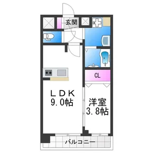 プレサンス天王寺ヴィヴァン【9階】の間取り