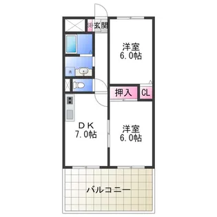 ヴィラスリースター住之江【4階】の間取り