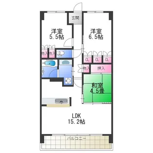 シャルマンフジスマート住之江ファミリア【2階】の間取り