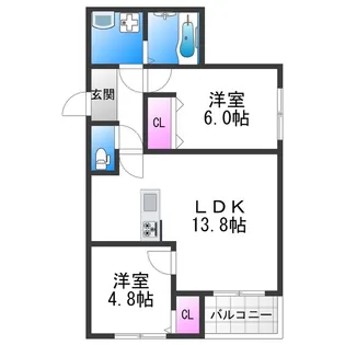 リアノーラ平野WEST【2階】の間取り