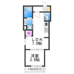 グランツ喜連【1階】の間取り
