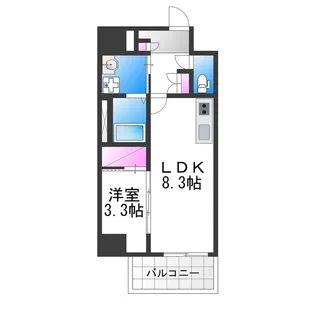 エセリアル喜連瓜破【8階】の間取り