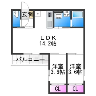 Tio住吉大社【0101号室】の間取り
