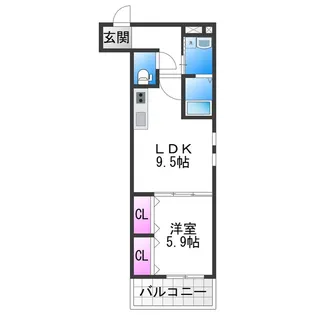 フジパレス今川公園東Ⅱ番館【2階】の間取り
