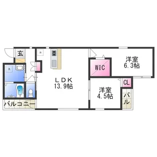 ステディ帝塚山【2階】の間取り