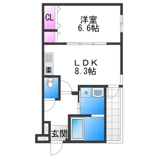 フジパレス松虫通WEST【1階】の間取り