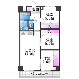 パークモダン住之江公園【8階】の間取り