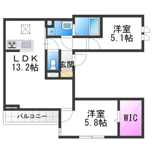 Passaro Grande北田辺【1階】の間取り