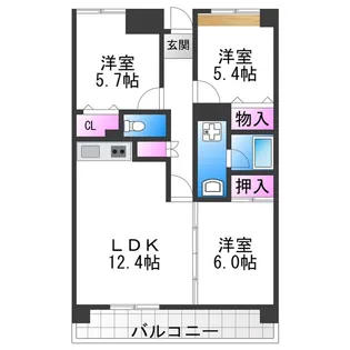 ボヌール御崎【605号室】の間取り