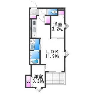 REGALEST喜連瓜破2【301号室】の間取り